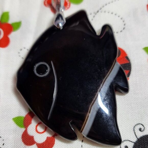 Double Sided Smoky Quartz Angelfish Pendant - Picture 4 of 4